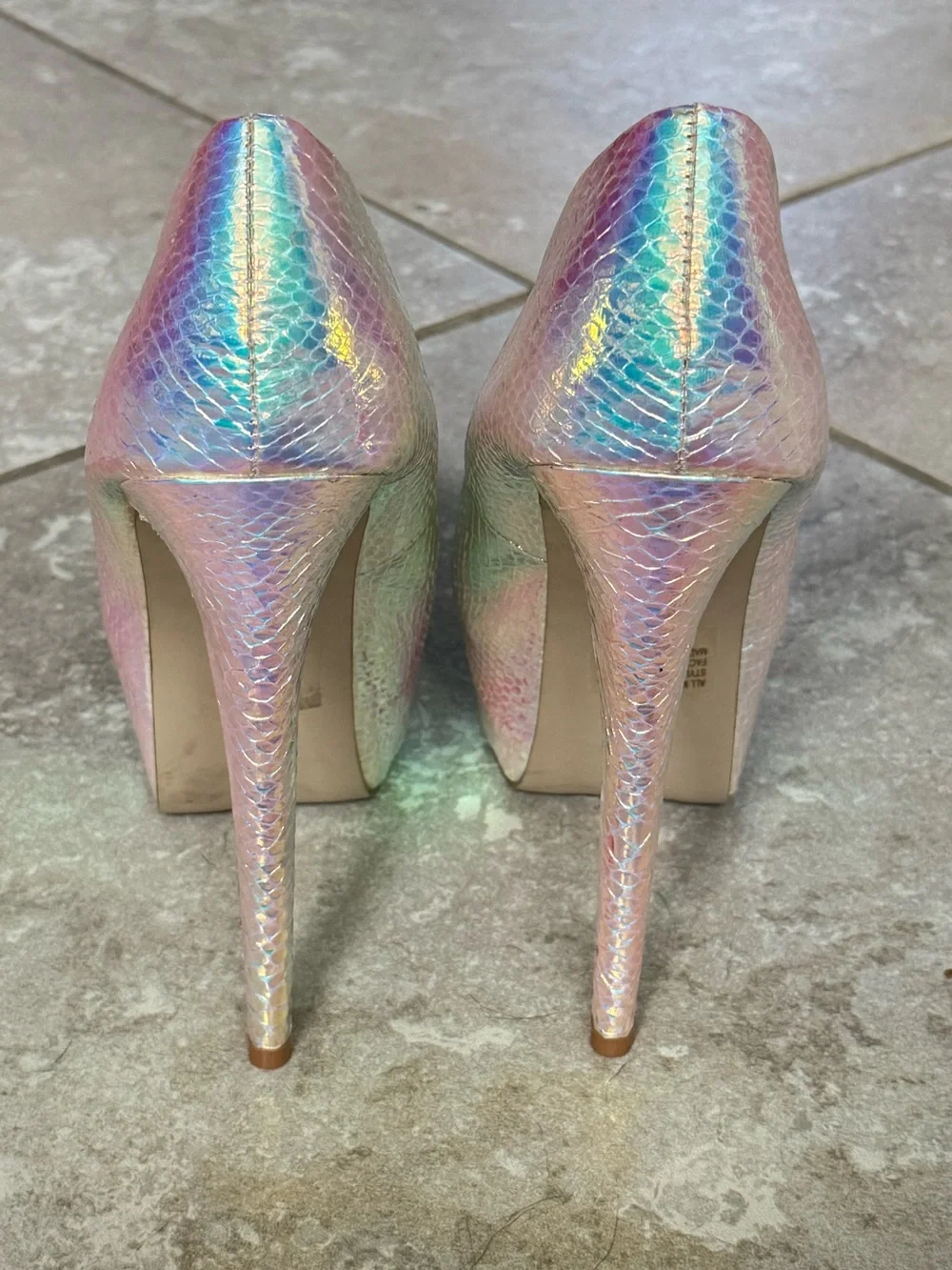 Holographic Iridescent Platform High Heels - Women